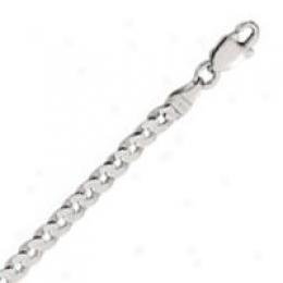 14k White Gold 18 Inch X 3.0 Mm Curb Chain Necklace