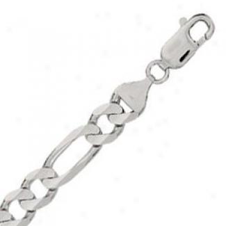 14k White Gold 20 Inch X 8.3 Mm Figaro Chain Necklace