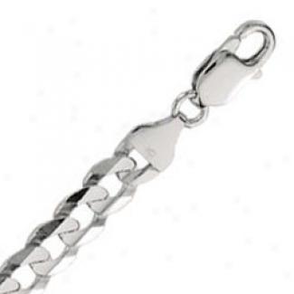 14k White Gold 22 Inch X 7.1 Mm Curb Chain Necklace