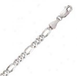 14k White Gold 7 Inch X 2.6 Mm Figaro Chain Bracelet