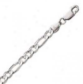 14k White Gold 7 Inch X 3.9 Mm Figaro Chain Bracelet