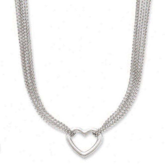 14k White Heart Shaped Necklace - 17 Inch