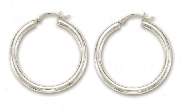 14k White Hoop Earrings