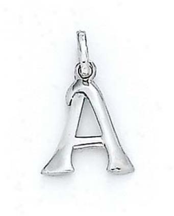14k White Initial A Pendant 11/16 Inch Long