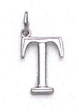 14k White Initial T Hanging appendage 11/16 Inch Long