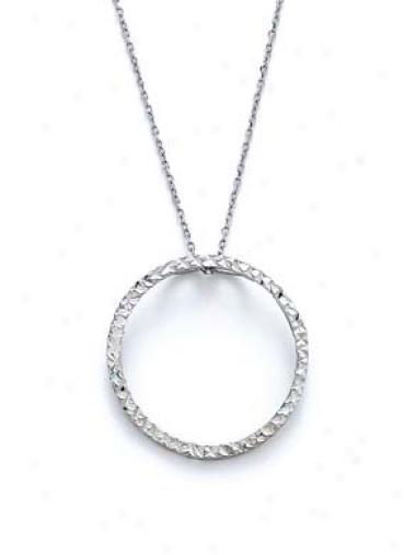 14k White Medium Diamond-cut Orb Necklace 16 Inch