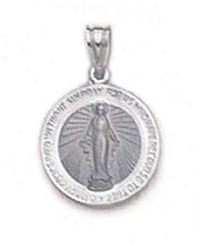 14k White Miraculous Medallion Pendant