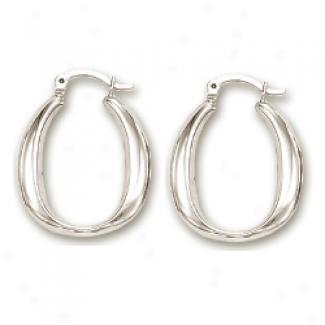 14k White Modern Hoop Earrings