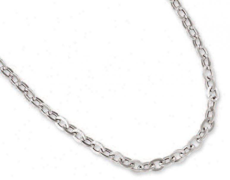14k White Oval Link Chain - 17 Inch