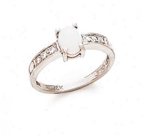 14k White Pink Tourmaline And Diamond Ring
