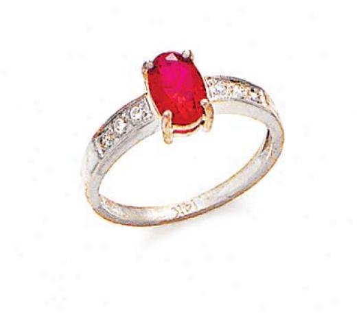 14k White Ruby And Diamond Ring