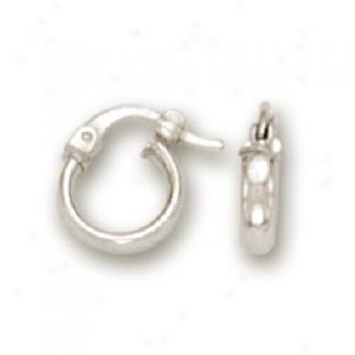 14k White Simple Hoop Childrens Earrings