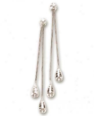 14k White Teardrop Snake Chain Earrings