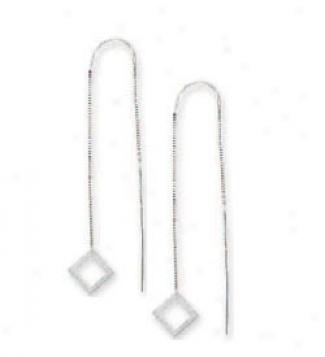 14k Whit3 Triple Square Threader Earrings