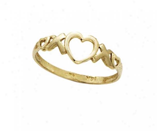 14k X And Heart Cutout Ring