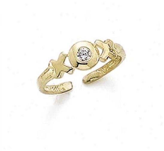 14k X And O Cz Toe Ring