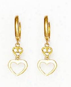 14k Yellow 1 Mm Round Cz Petite Disposition Hinged Earrings