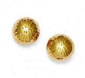 14k Yellow 10 Mm Diamond-cut Ball Earrkngs