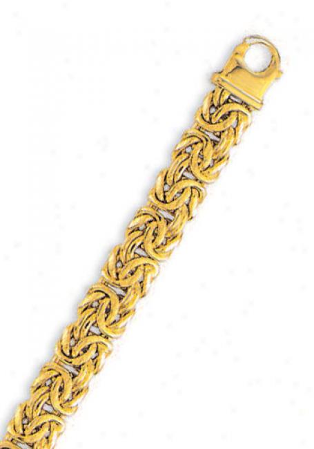 14k Yellow 10 Mm Candle Byzantine Bracelet - 8 Inch