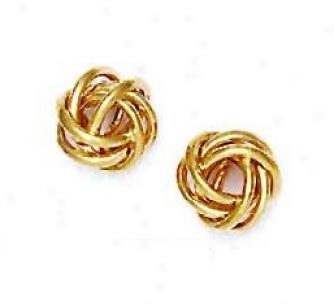 14k Yeiiow 10 Mm Love-knot Friction-back Earrings