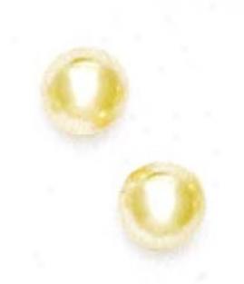 14k Yellow 10 Mm Round White Crystal Pearl Earrings
