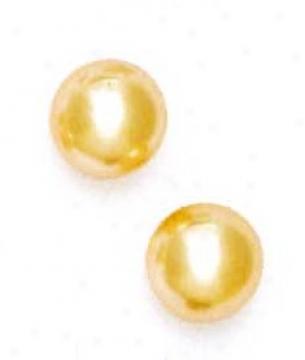 14k Yellow 12 Mm Round Light-crdam Crystal Pearl Earrings