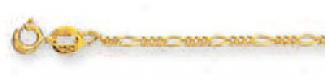 14k Yellow 1.3 Mm Small Figaro Link Anklet - 10 Inch