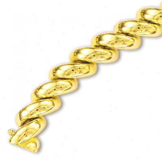 14k Yellow 13.5 Mm San Marco Bracelet - 8 Inch