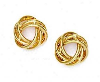 14k Yellow 14 Mm Love-knot Friction-back Eartings