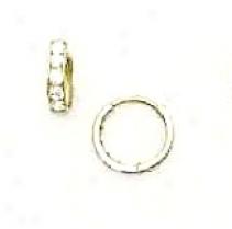 14k Yllow 1.5 Mm Round Cz Childrens Hinged Earrings