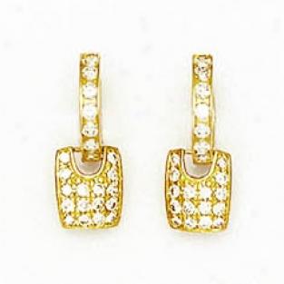 14k Yellow 1.5 Mm Round Cz Hinged Earrings