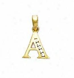 14k Yellow 1.5 Mm Round Cz Initial A Friction-back Earrings