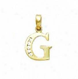 14k Yellow 1.5 Mm Round Cz Initial G Friction-back Earrings
