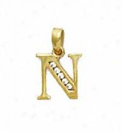 14k Yellow 1.5 Mm Round Cz InitialN  Friction-back Earrings