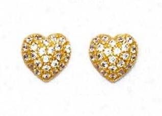 14k Yellow 1.5 Mm Round Cz Pave Heart Belly Ring