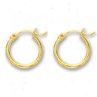 14k Yellow 2 Mm Hoop Earrings