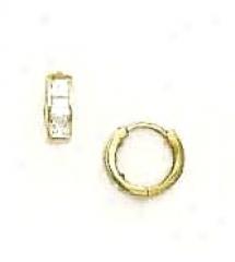 14k Yellow 2 Mm Square Cz Cjidrens Hinged Earrings