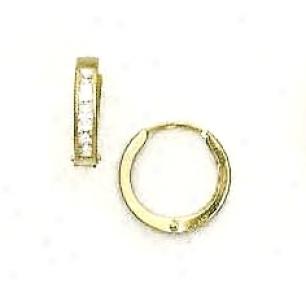14k Yellow 2 Mm Square Cz Hinged Earrings