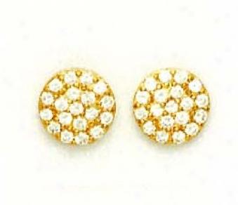 14k Yellow 2. 5Mm Round Cz Circle Friction-back Earrings