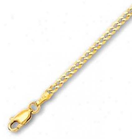 14k Yellow 2.7 Mm Curb Link Anklet - 10 Inch