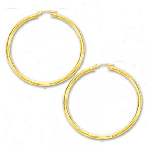 14k Yellow 2x40 Mm Shiny Hoop Earrings