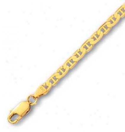 14k Yellow 3.2 Mm Mariner Link Anklet - 10 Inch