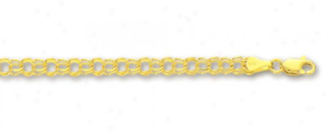 14k Yellow 3.5 Mm Charm Bracelet - 7 Inch