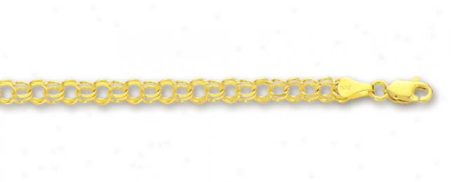 14k Yellow 3.5 Mm Charm Bracelet - 8 Inch