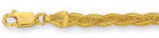 14k Yellow 3.6 Mm Braided Fox Link Anklet - 10 Inch