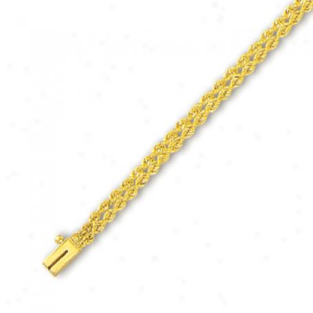 14k Yellow 4 Mm Double Rank Solid Rope Bracelet - 7 Inch
