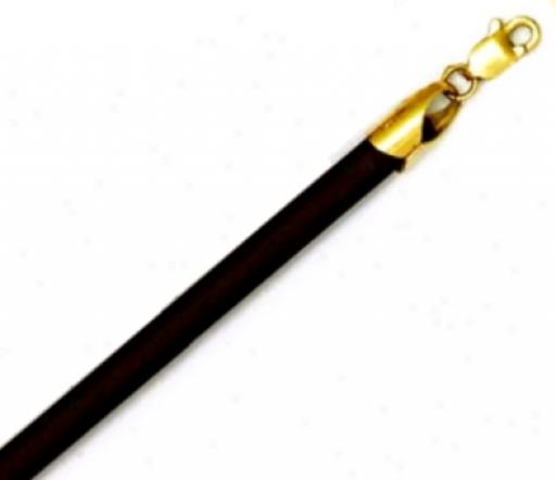 14k Yellow 4 Mm Round Black Rubber Necklace - 20 Inch