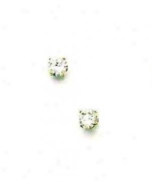 14k Yellow 4 Mm Round Cz Friction-back Stud Earrings
