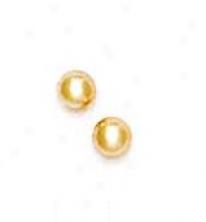14k Yellow 4 Mm Round Light-cream Crystal Pearl Earrings