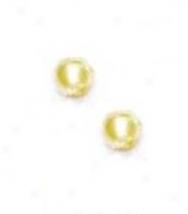 14k Yellow 4 Mm Rundle White Crystal Pearl Earrings